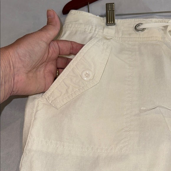 Lady Hathaway Pants Women's Wide Leg Cream Draw String Rolled Up Capris Sz 8x30 - Picture 4 of 12